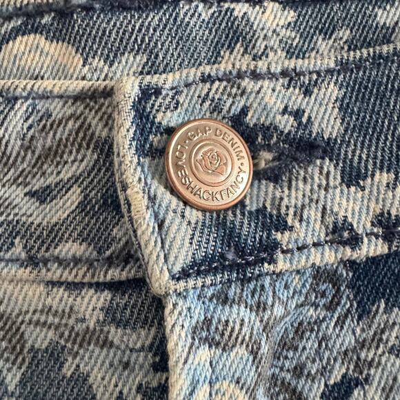 Gap × LoveShackFancy High Rise Floral ‘70s Flare Jeans Blue Front Pocket Sz 32 - Picture 6 of 10